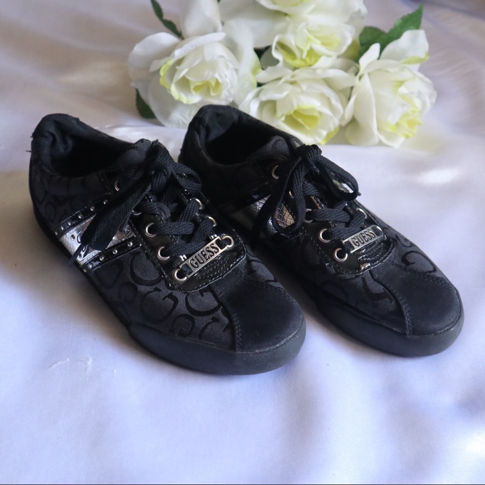 Guess black and silver logo sneakers